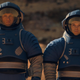 Ed and Danny in blue space suits